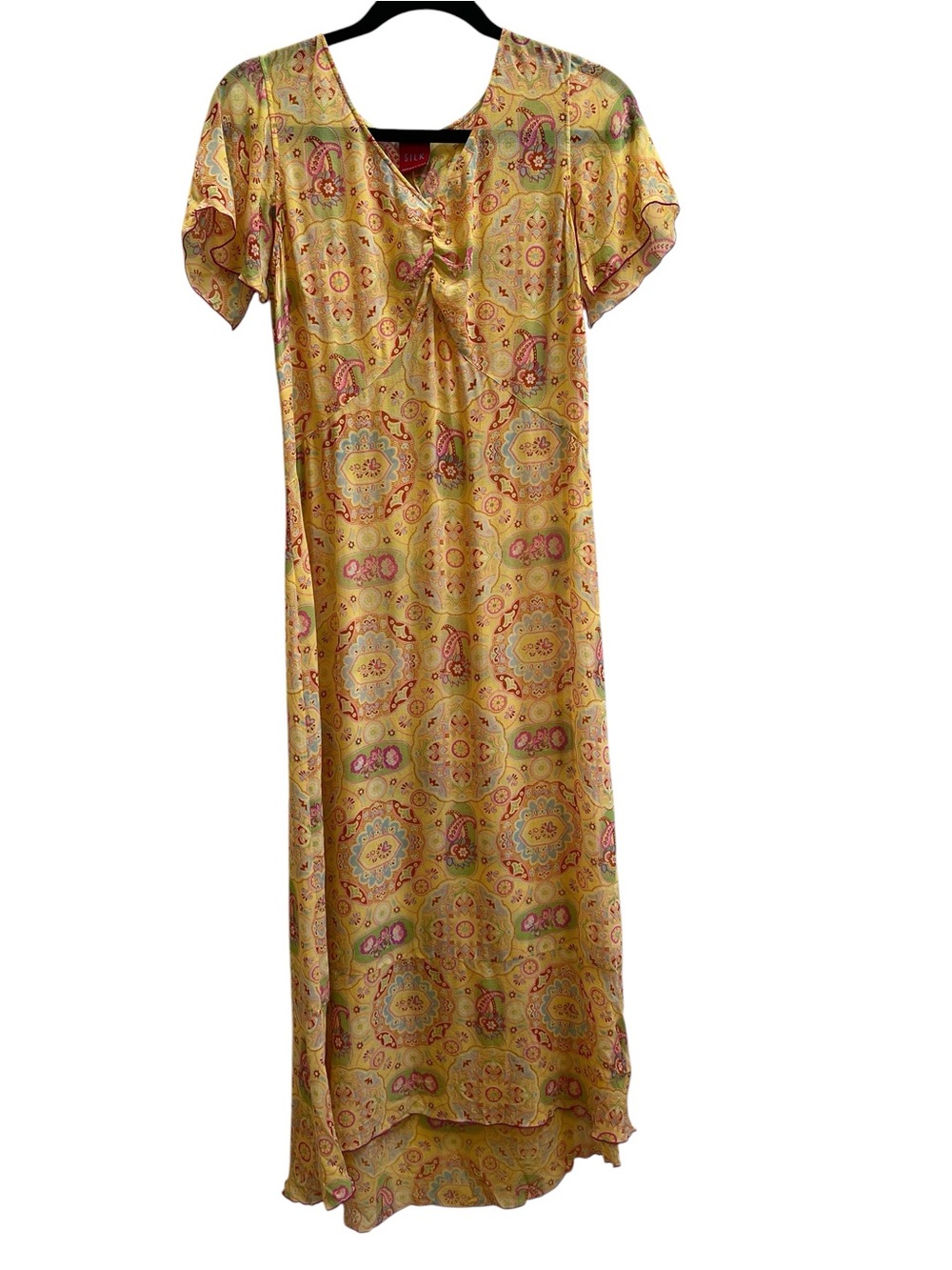 Johnny Was 100% Silk Paisley Medallion High Low Maxi Dress Boho Festival Resort - Picture 2 of 4